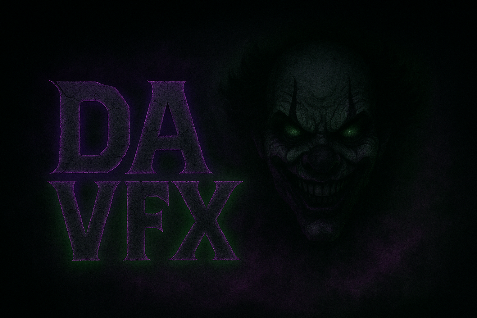DA VFX logo with clown and fog